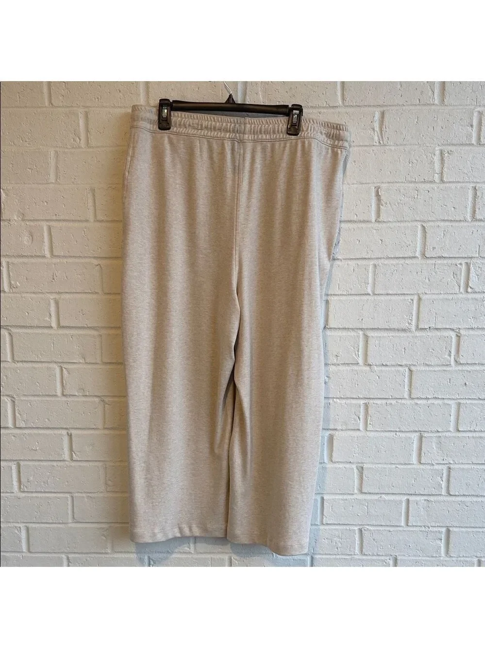Lands' End Sport Knit High Rise Pull On Elastic Waist Wide Leg Crop Pants Sz XL